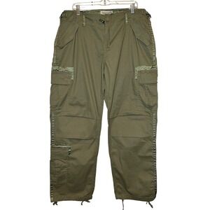 VTG Y2K Abercrombie &‎ Fitch Paratrooper Cargo Pants Women 33x16R Green Rave